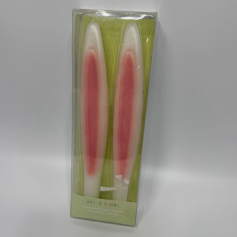 Set 2 Vtg Pier 1 Rabbit Bunny Ear Tapered Candles 10" Easter Spring NEW